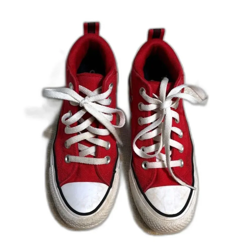 Converse All Star Kids Red Mid Top Sneakers Size 4 Youth EU 36